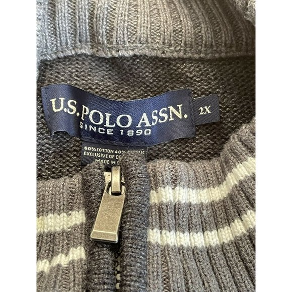 🔧Men’s Big Tall Sweater Size 2X U.S.POLO ASSN Mock Neck 1/4 Zip Dark - Picture 11 of 12